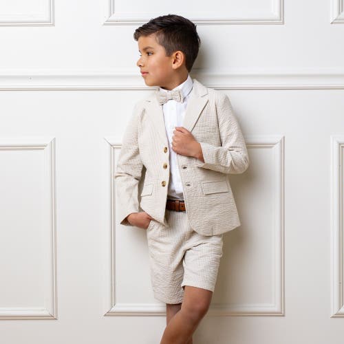 Hope & Henry Boys' Seersucker Bow Tie, Kids In Tonal Tan Seersucker