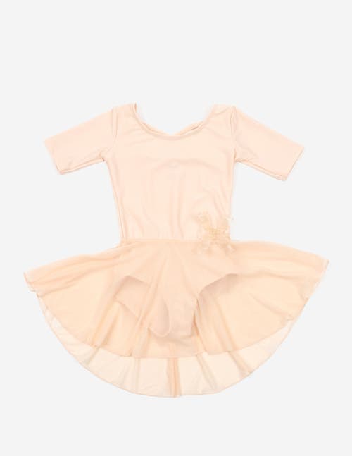 Leveret Girls Short Sleeve Skirted Leotard In Neutral