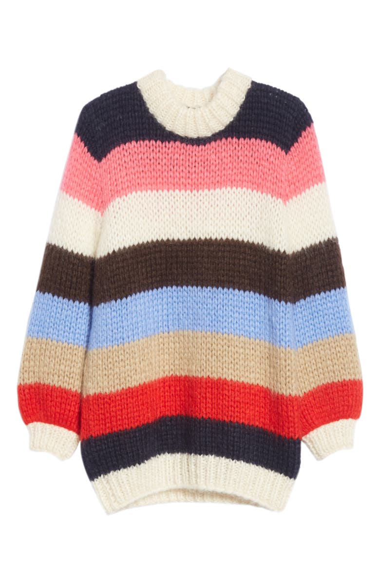 Ganni Julliard Multistripe Mohair & Wool Sweater, Alternate, color,