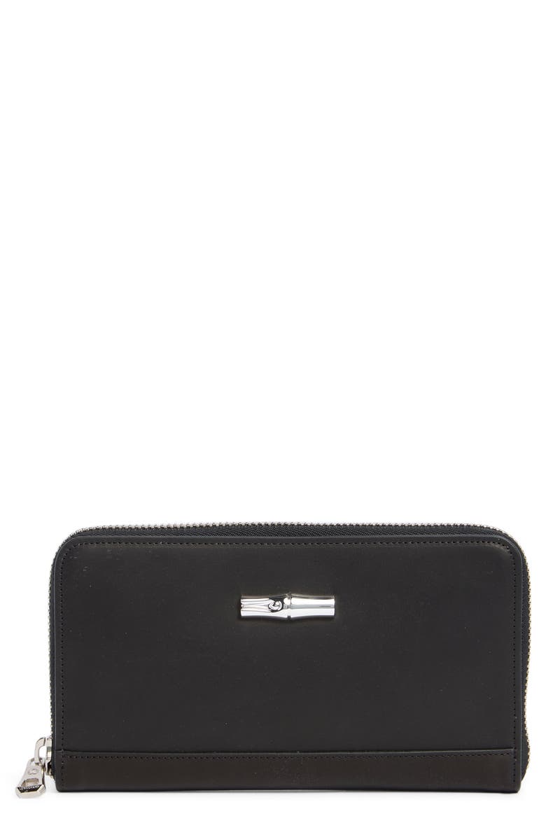 Longchamp Heritage Zip Around Wallet, Main, color, Black