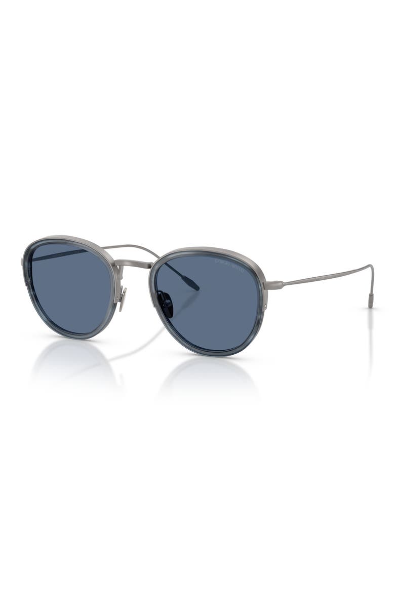 50mm Round Sunglasses, Alternate, color, GUNMETAL / DARK BLUE