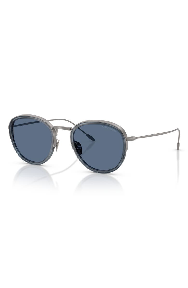 AX Armani Exchange 50mm Round Sunglasses, Alternate, color, Gunmetal / Dark Blue