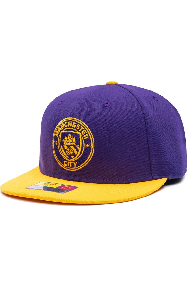 FAN INK Men's Purple/Yellow Manchester City America's Game Fitted Hat, Main, color, Purple