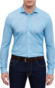 Emanuel Berg 4Flex Modern Fit Floral Knit Button-Up Shirt