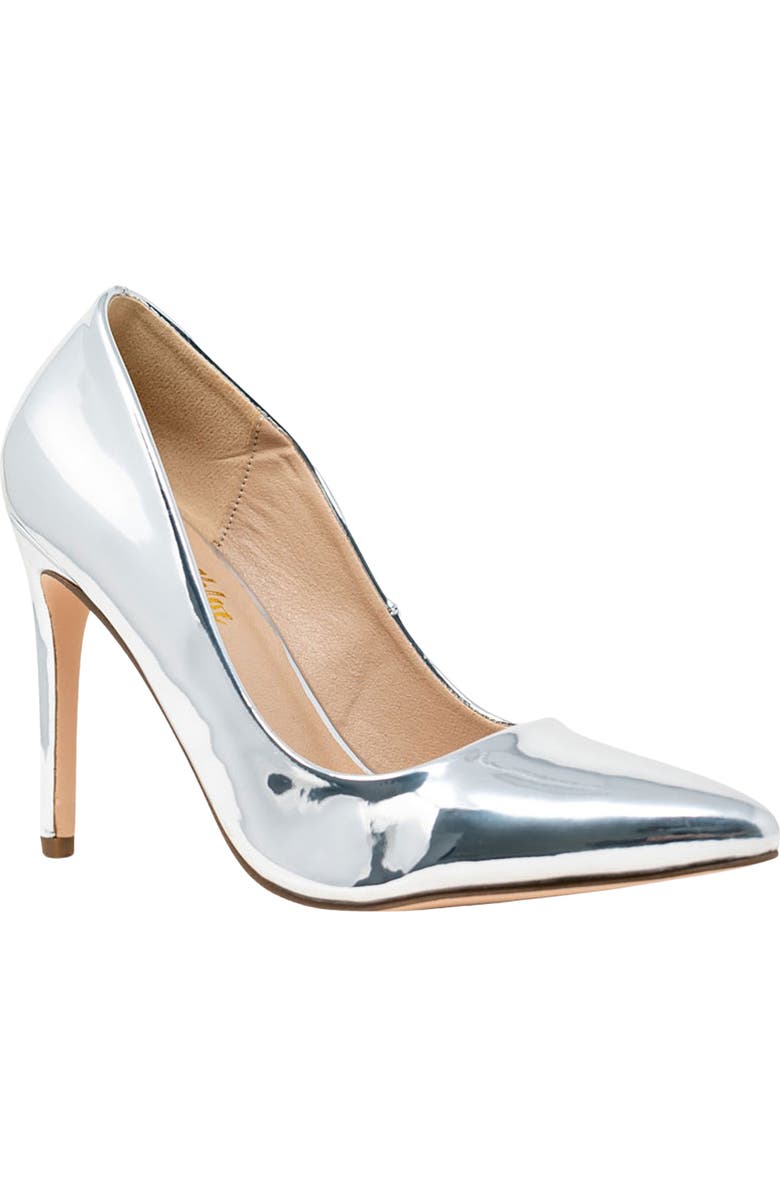 CHASE AND CHLOE Lala Pointed Toe Pump, Main, color, Silver Mirror