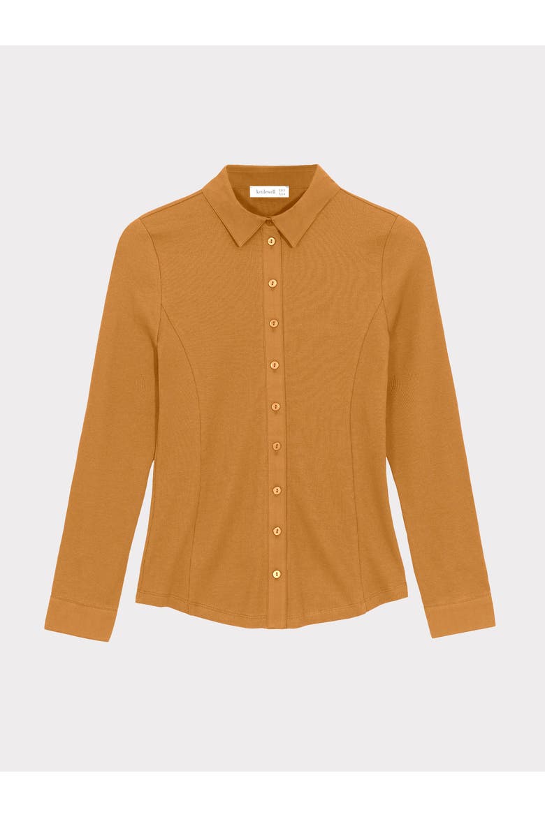 Fitted Long Sleeve Cotton Ribbed Shirt, Alternate, color, Ginger