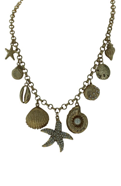 Olivia Welles Crystal & Faux Pearl Starfish Charm Necklace