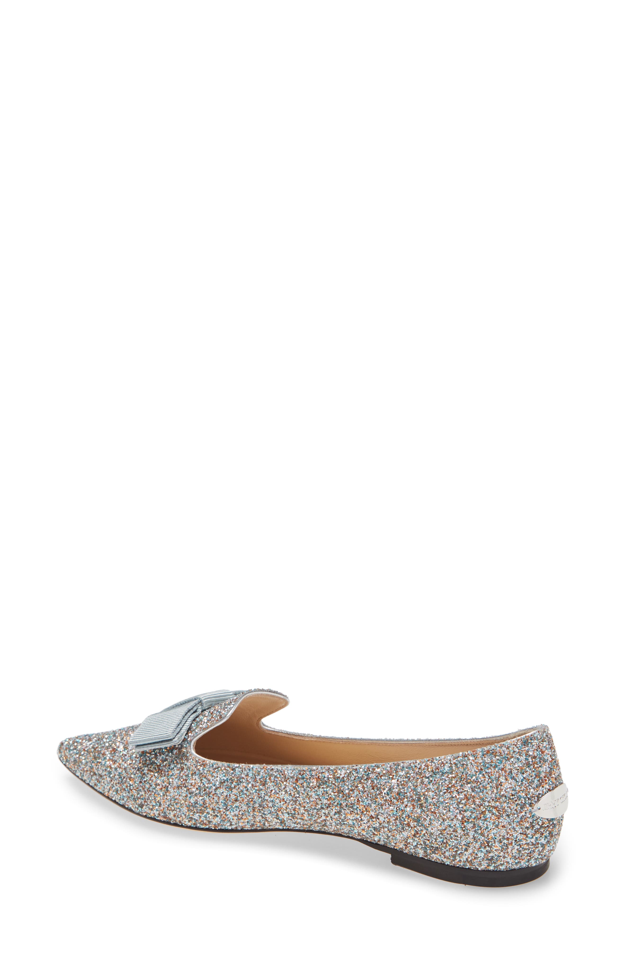 Jimmy Choo Gala Glitter Bow Flat, Alternate, color, 