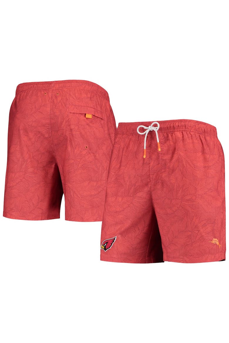 Men's Tommy Bahama Cardinal Arizona Cardinals Team Naples Layered Leaves Swim Trunks, Main, color, Cardinal