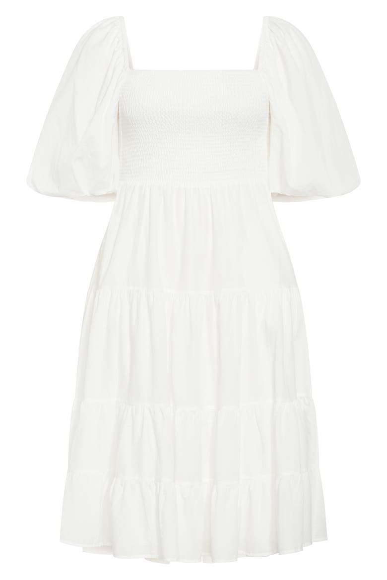 Ariella Tiered Cotton Midi Dress, Alternate, color, IVORY