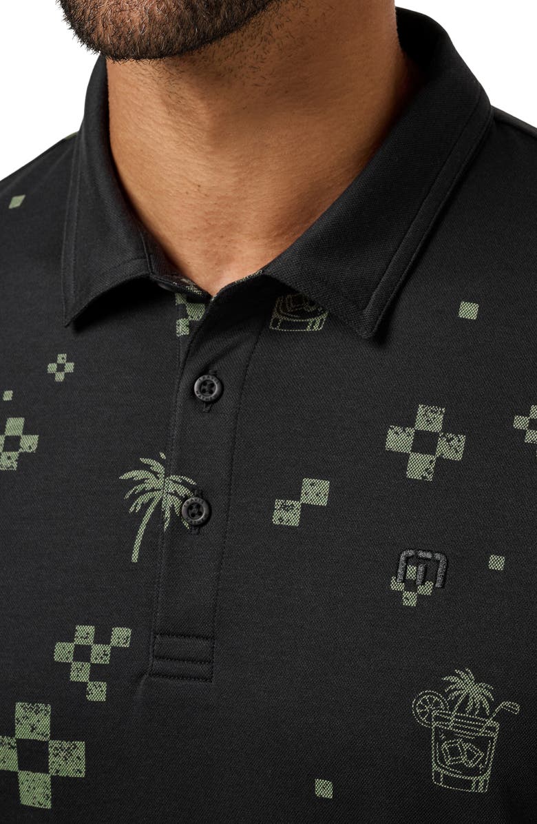 TravisMathew Beverage Cart Print Polo, Alternate, color, Black