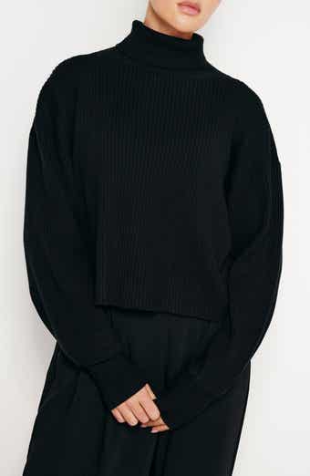 Rib Bishop Sleeve Turtleneck Sweater