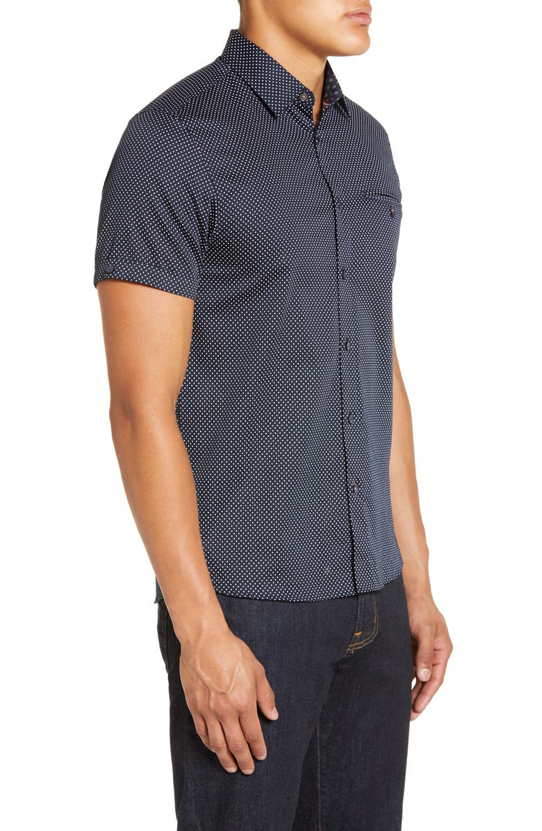 Ted Baker London Oatshor Slim Fit Short Sleeve Button-Up Shirt, Alternate, color, 