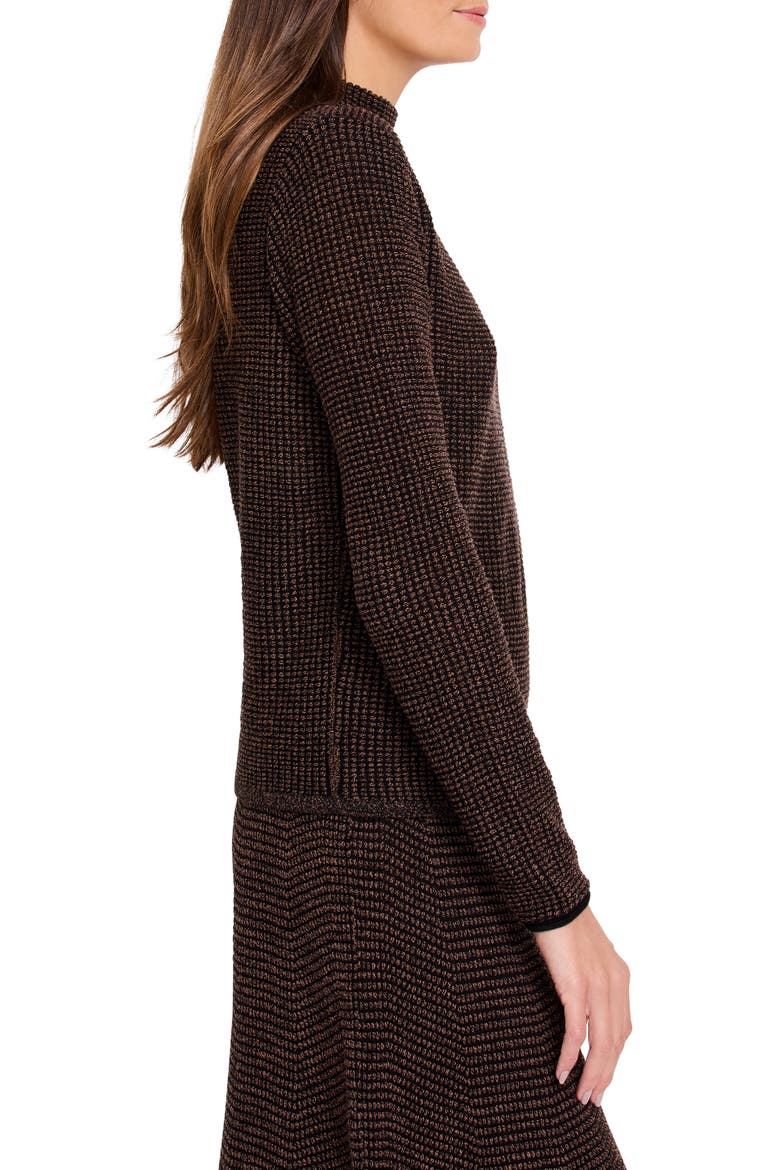 Pixel Funnel Neck Cotton Blend Sweater, Alternate, color, BROWN MULTI