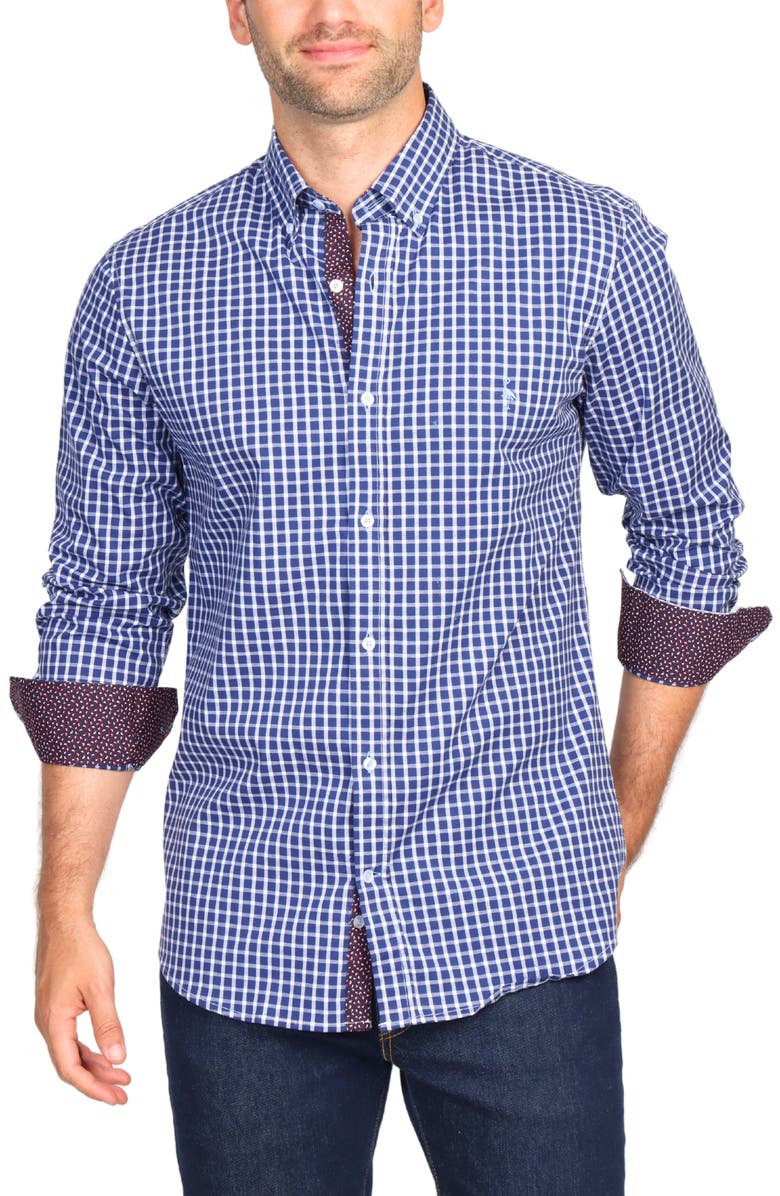 TailorByrd Regular Fit Windowpane Stretch Cotton Button-Down Shirt, Alternate, color,