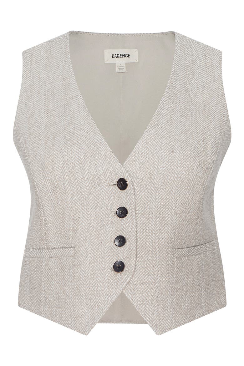 Jianna Short Tweed Vest, Alternate, color, CAPPUCCINO/ IVORY TWEED