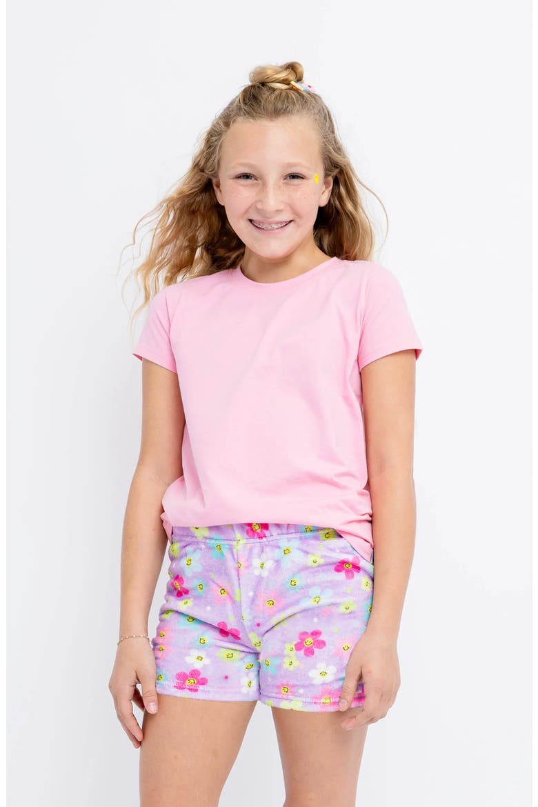 Daisy Smiles Plush Lounge Shorts, Main, color, Lavender