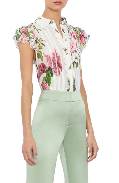 Alice And Olivia Alice + Olivia Minda Silk Blouse In Rose Whisper