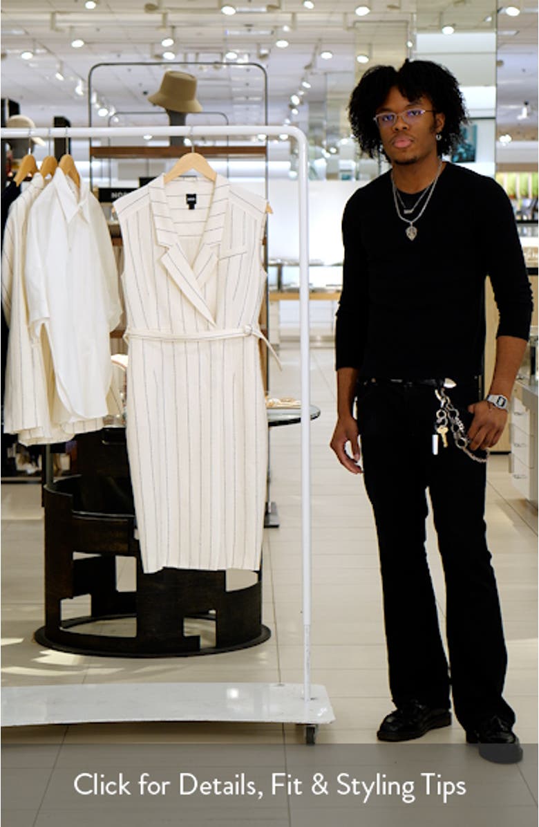 Drupe Pinstripe Linen Blend Dress, sales video thumbnail