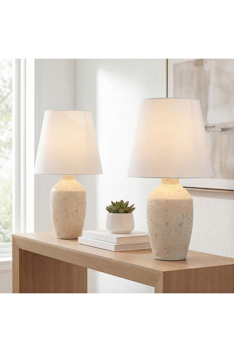Xander 19.5" Minimalist Scandinavian Concrete Effect Resin/Iron Ginger Jar LED Table Lamp, Main, color, Matte Cream