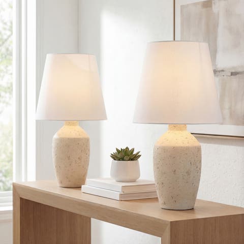 Xander 19.5" Minimalist Scandinavian Concrete Effect Resin/Iron Ginger Jar LED Table Lamp (Set of 2)
