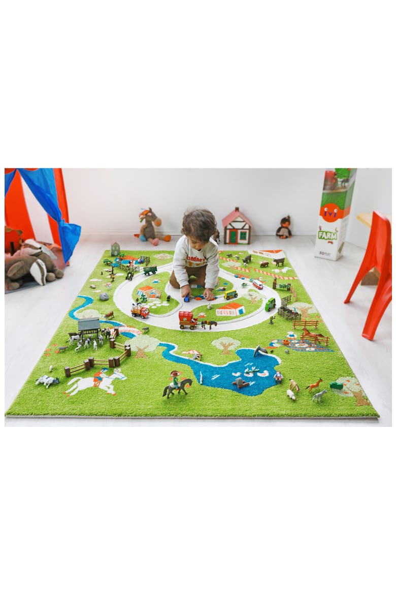 Farm Play Rug, Alternate, color, GREEN