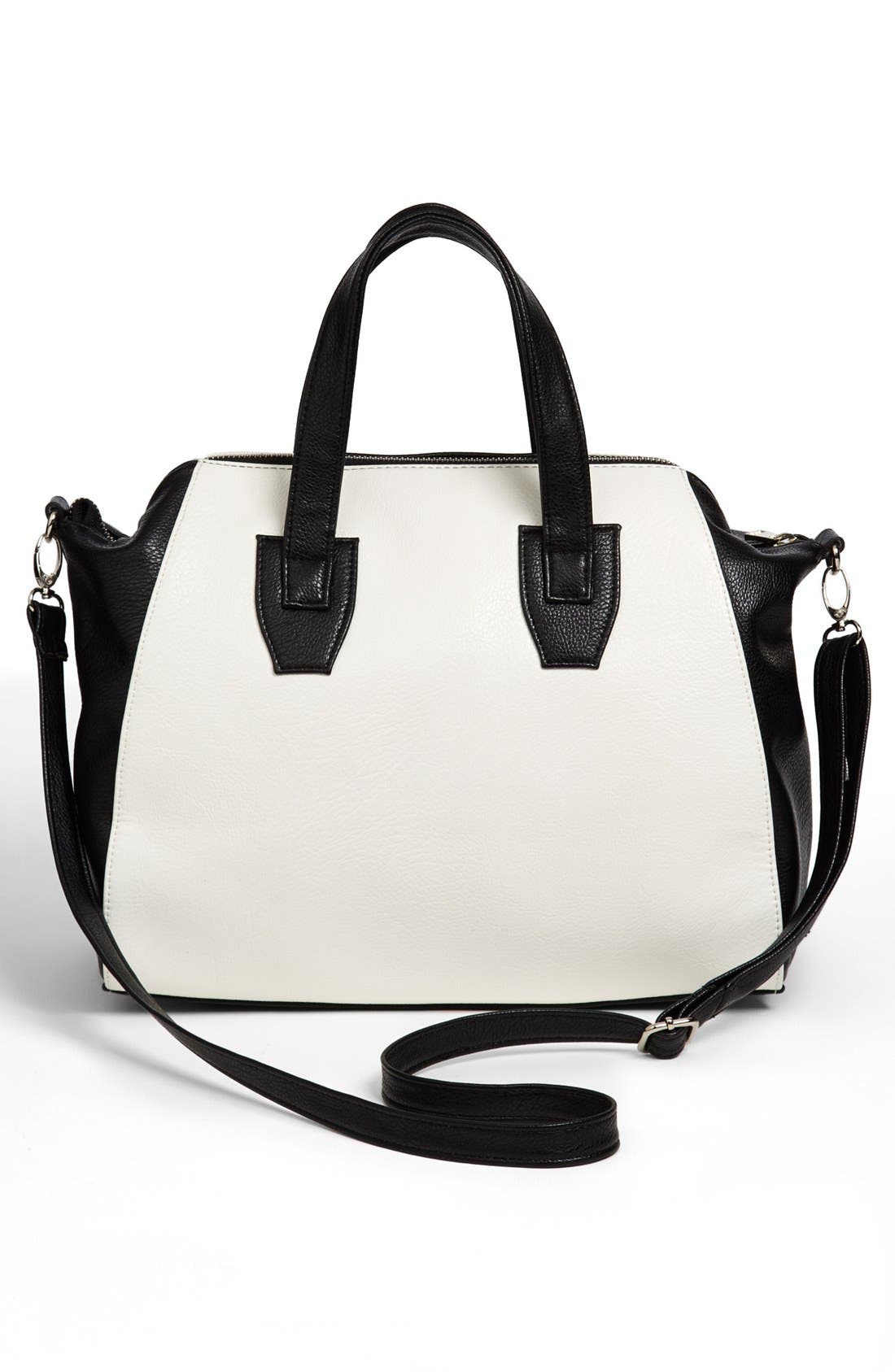 Two-Tone Satchel, Alternate, color, BLACK/ WHITE