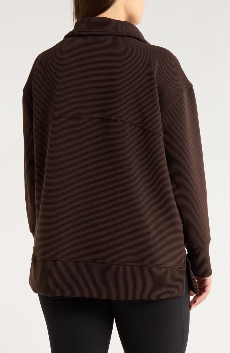 Zella Kickback Ottoman Half Zip Tunic, Alternate, color, Brown Mole