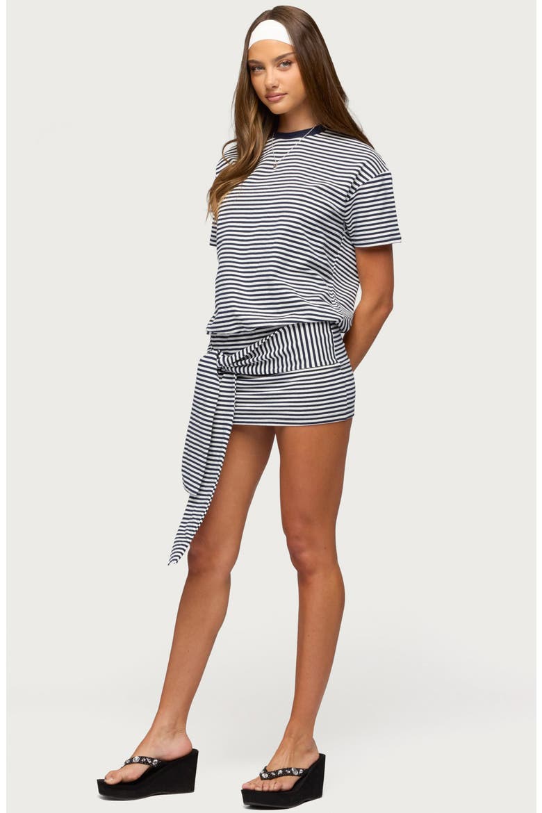 Ardeney Stripe Tie Waist T-Shirt Minidress, Alternate, color, NAVY