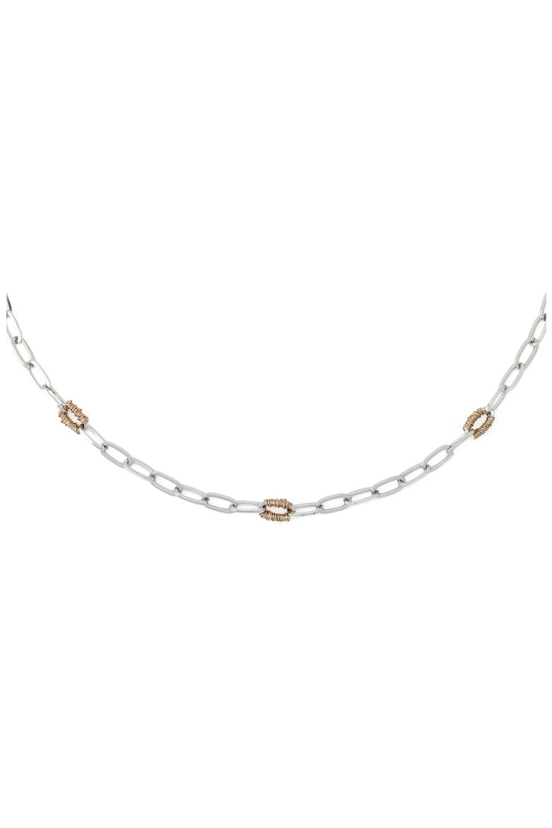 Paperclip Chain Necklace, Alternate, color, TWO TONE