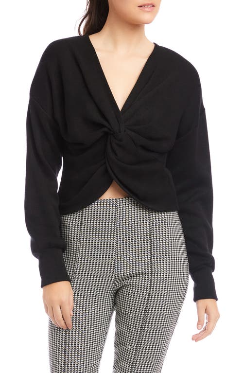 Fifteen Twenty Krista Front Twist Knit Top In Black