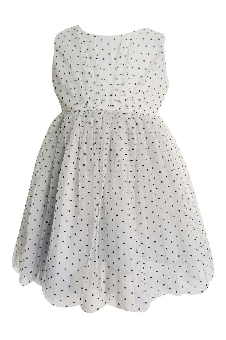 Kids' Polka Dot Tulle Party Dress, Main, color, WHITE/ BLACK