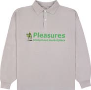 PLEASURES Exchange Long Sleeve Cotton Graphic Polo