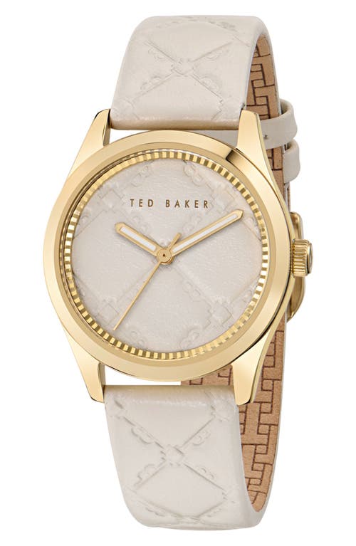 Ted Baker Coolly Leather Strap Watch, 34mm in White at Nordstrom