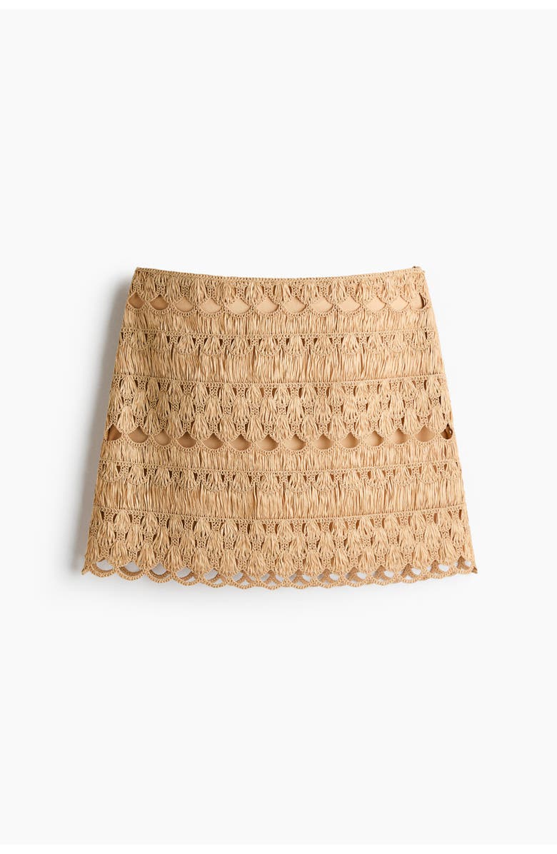 H&M Crochet-look Mini Skirt, Main, color, Beige