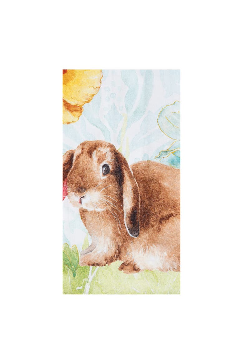 Floppy Ear Easter Bunny Rabbit Spring Printed Flour Sack Kitchen Dishtowel, Main, color, White