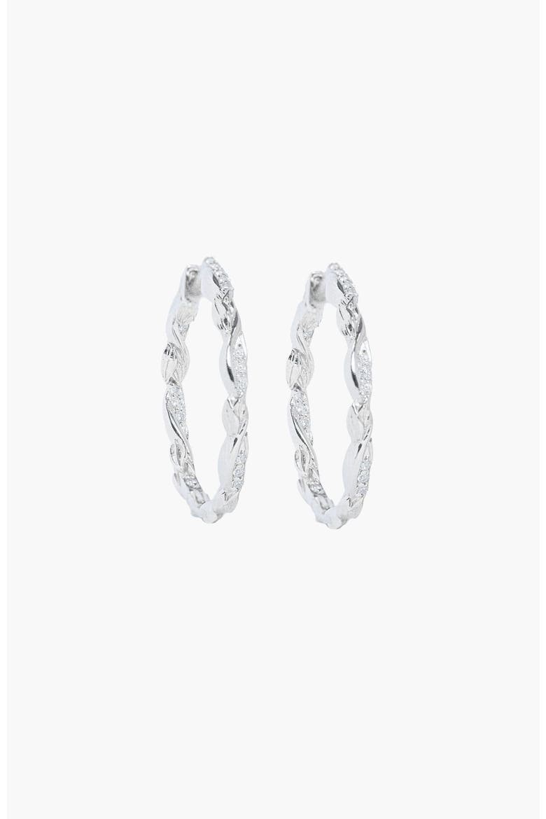 Sacred Vine Hoop Earring, Main, color, Sterling Silver