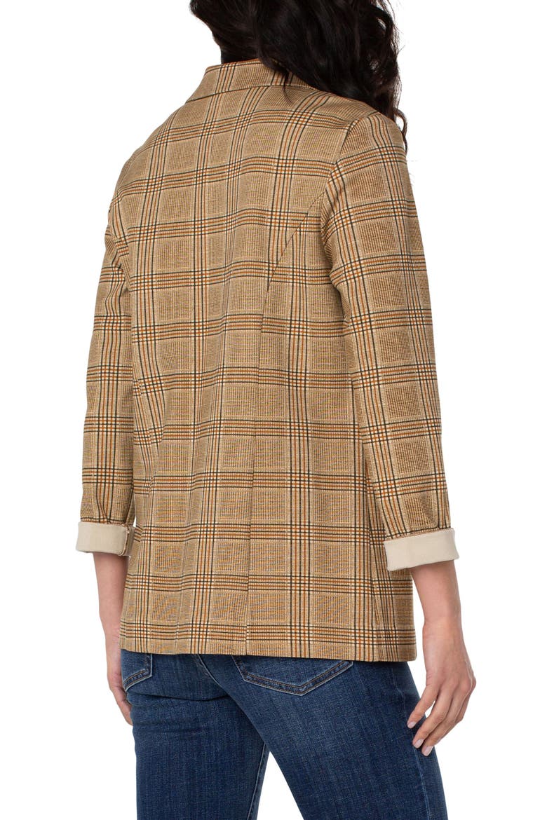 Plaid Boyfriend Blazer, Alternate, color, DIJON GOLD