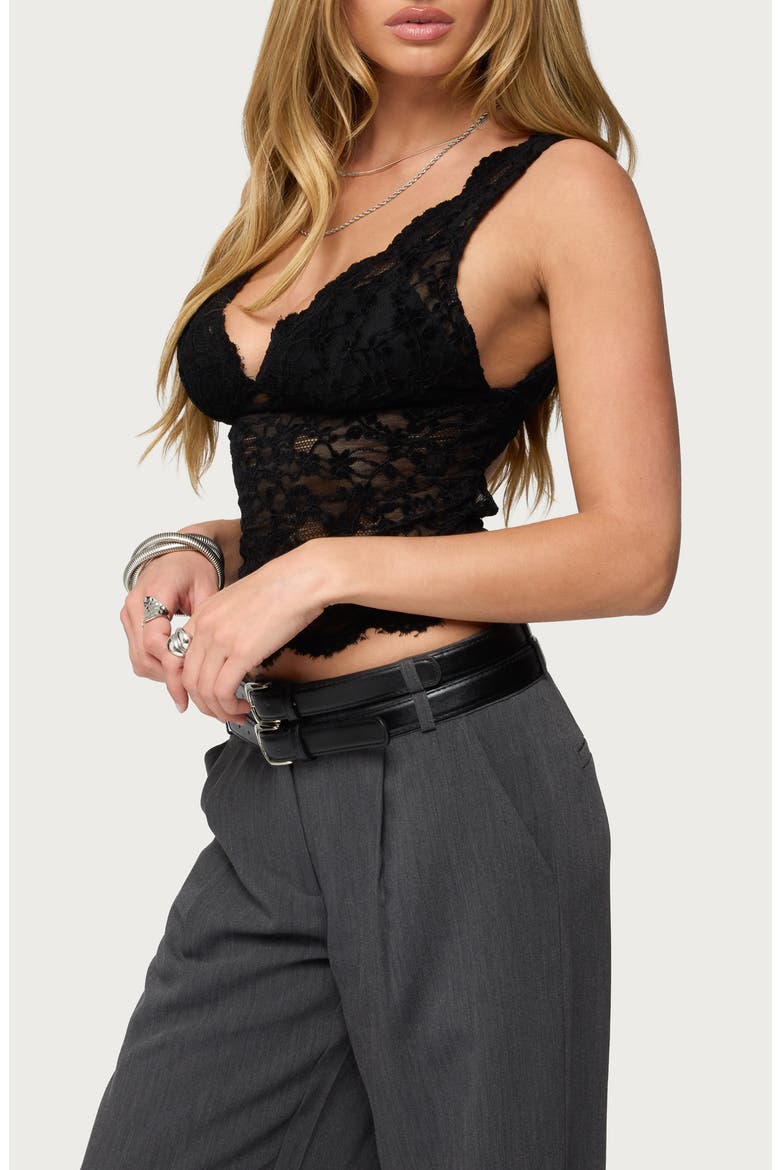 Araura Velvet Floral Sheer Crop Tank, Alternate, color, BLACK