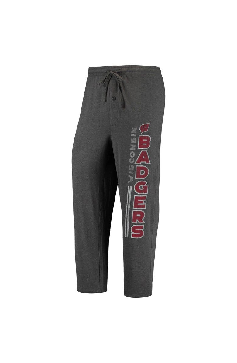 CONCEPTS SPORT Men's Concepts Sport Heathered Charcoal/Red Wisconsin Badgers Meter T-Shirt & Pants Sleep Set, Alternate, color, 