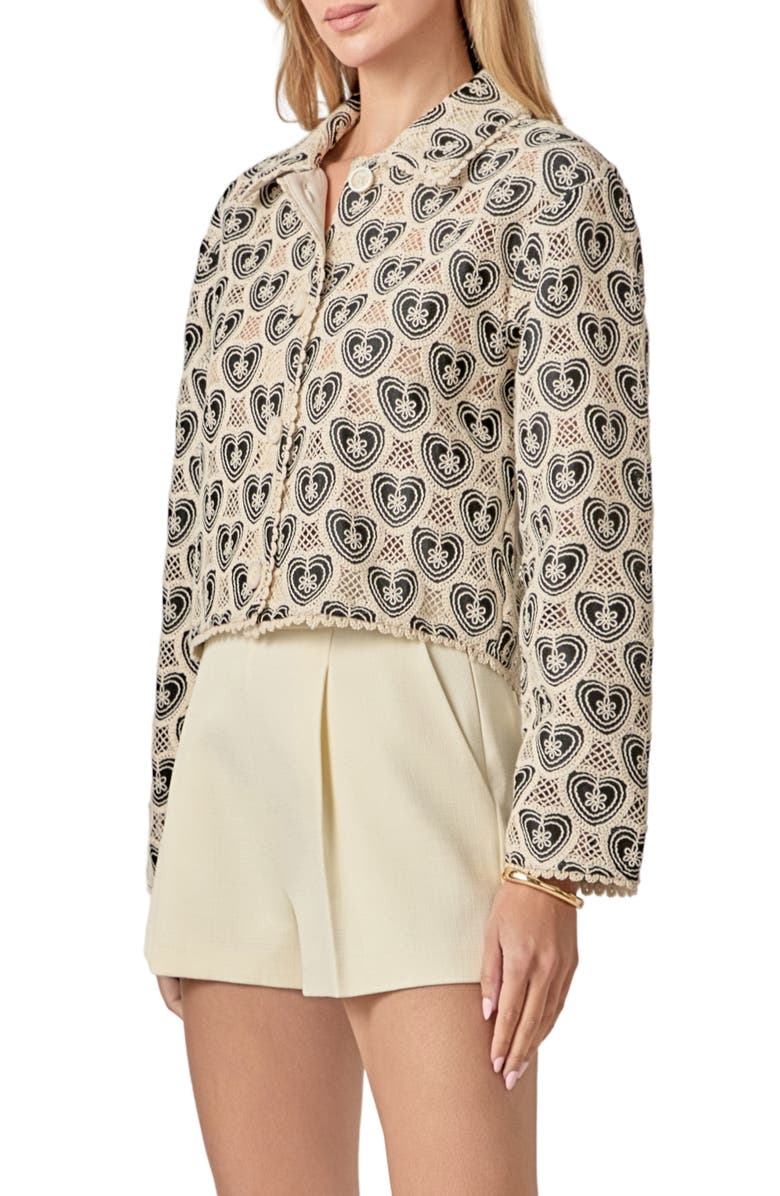 English Factory Crochet Shirt, Alternate, color, Natural/ Black