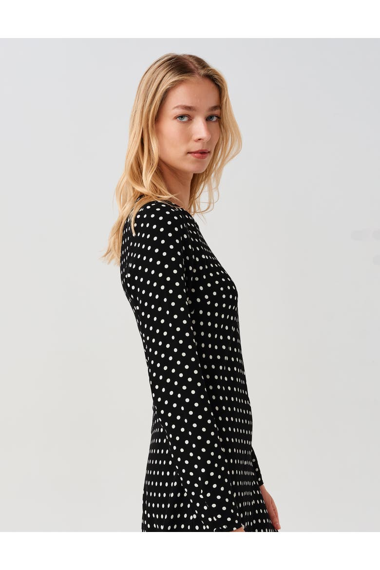 Scarlett Long Sleeve Spot Midi Dress, Alternate, color, Black Spot