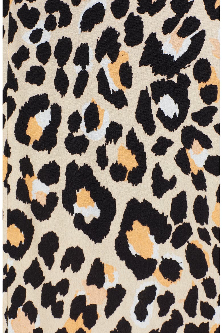 Leopard Print Button Front Midi Cotton Blend Skirt, Alternate, color, LEOPARD PRINT