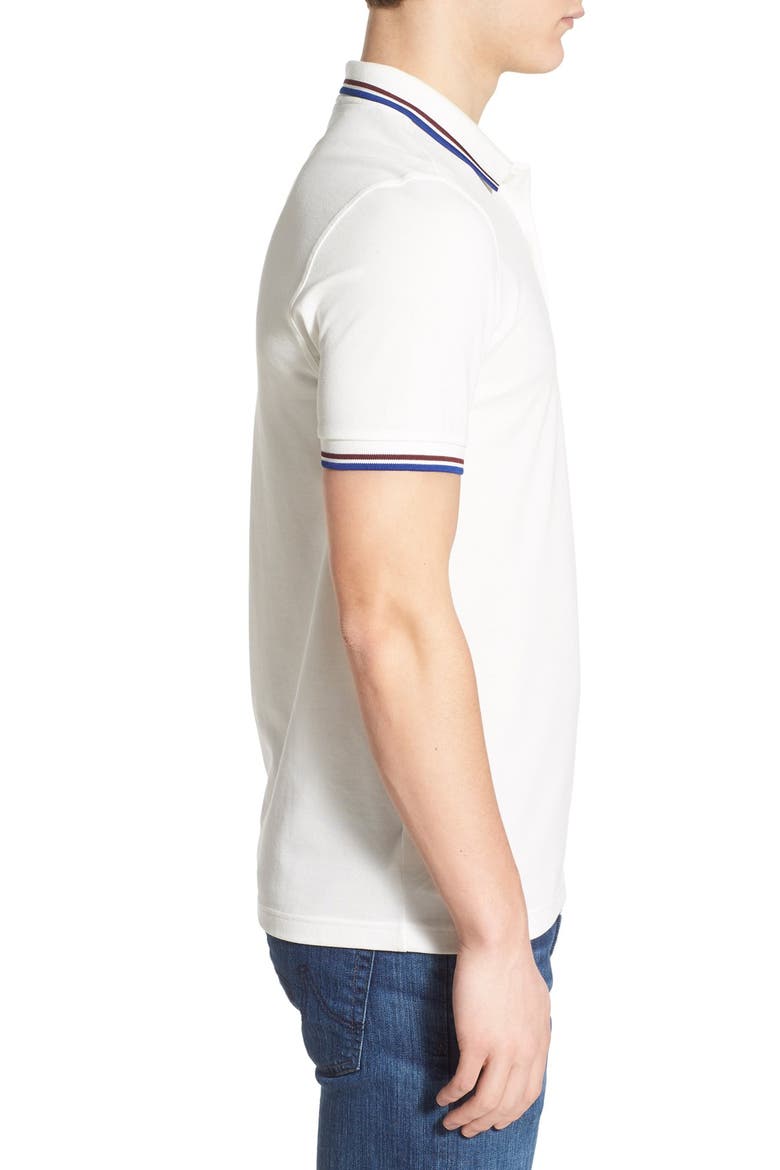 Extra Trim Fit Twin Tipped Piqué Polo, Alternate, color, SNOW WHITE/ PORT/ REGAL