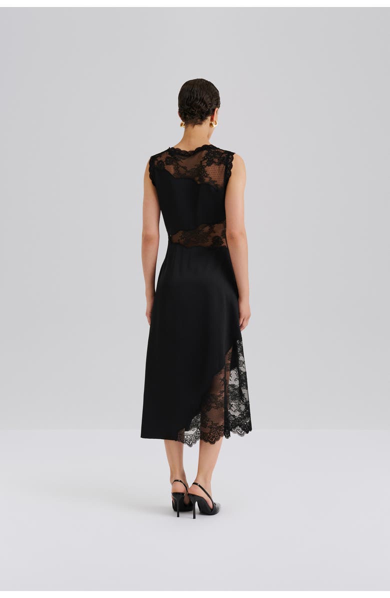 Malina Desire Lace Trimmed Cut Out Midi Dress, Alternate, color,