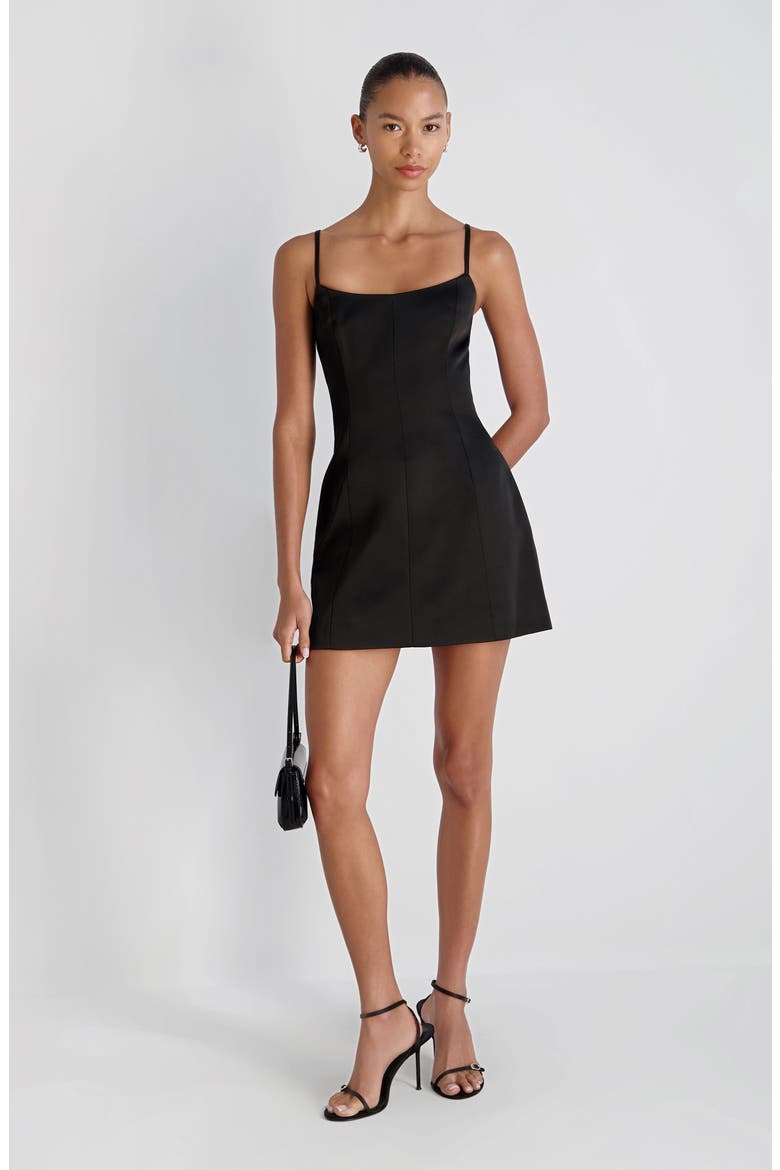 York Satin Fit & Flare Minidress, Alternate, color, BLACK