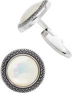 Link Up Round Mother Of Pearl Antique Border Cufflinks