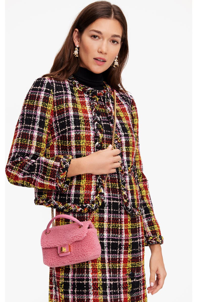 Kate Spade New York small evelyn faux shearling shoulder bag, Alternate, color,