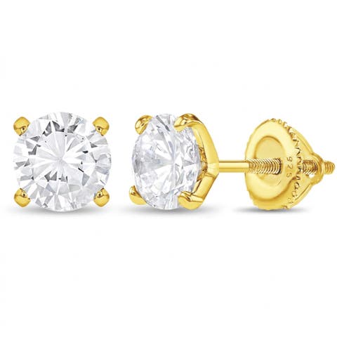Prong Set Stone Plated Earrings