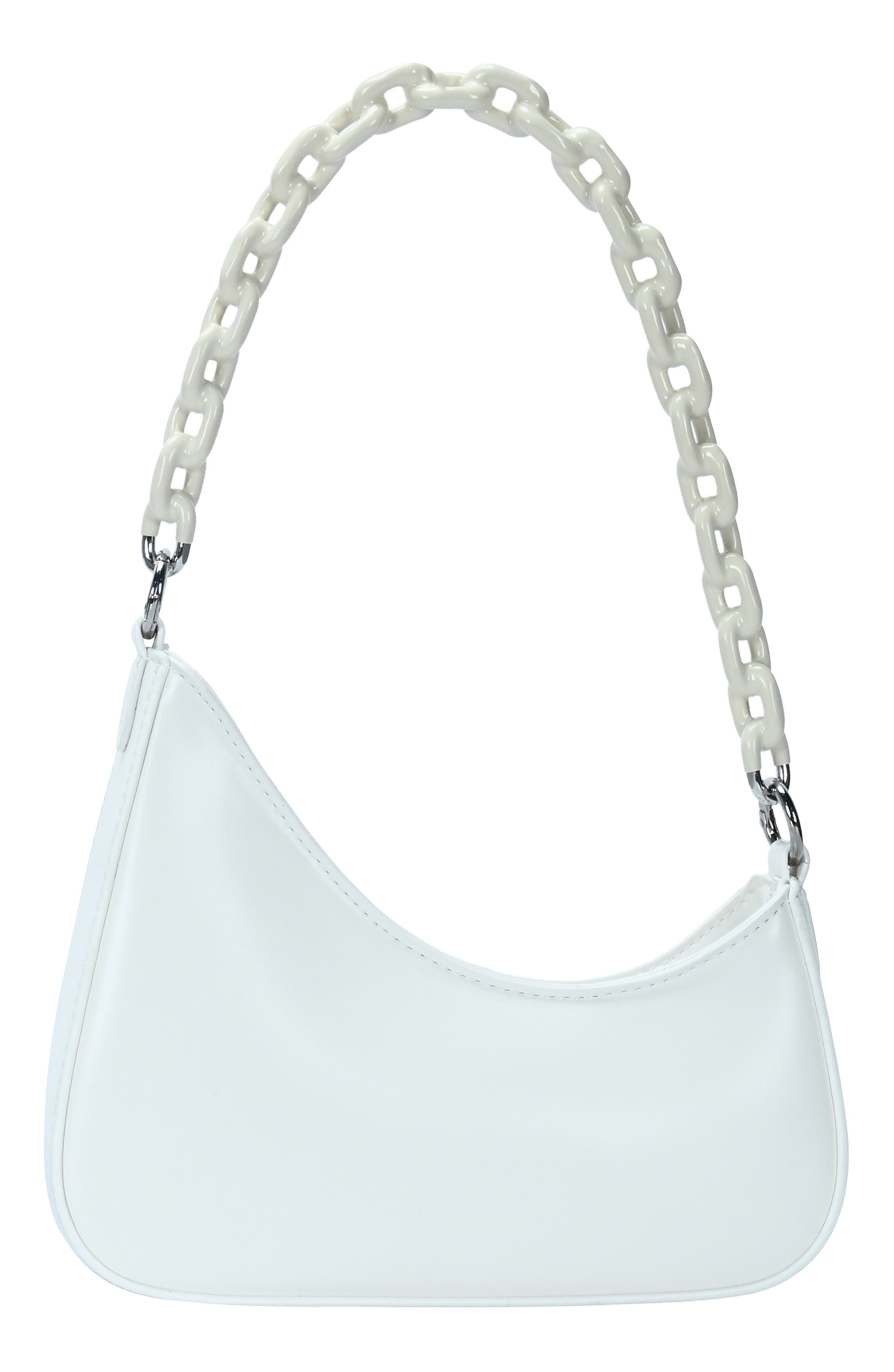 Chain Handle Asymmetric Shoulder Bag, Alternate, color, WHITE